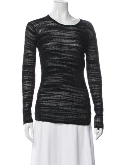 Pre-owned Helmut Lang Striped Crew Neck Sweater In Black