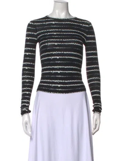 Pre-owned Helmut Lang Striped Crew Neck Top In Black