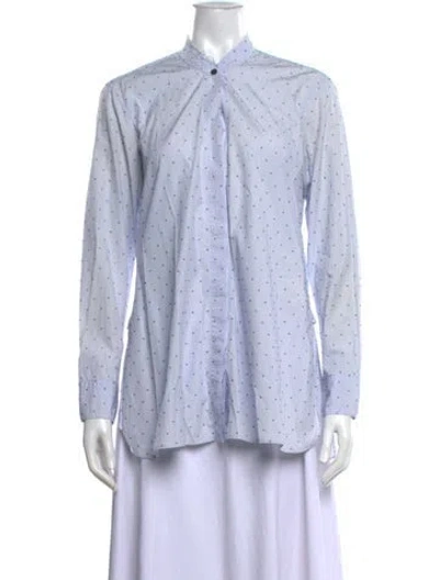 Pre-owned Helmut Lang Striped Long Sleeve Button-up Top In Blue