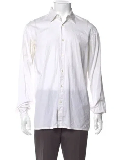Pre-owned Helmut Lang Striped Long Sleeve Dress Shirt In White