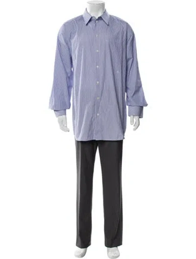Pre-owned Helmut Lang Striped Long Sleeve Shirt W/ Tags In Blue