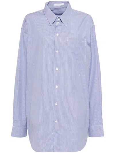 Helmut Lang Striped Long Sleeves Shirt In Blue