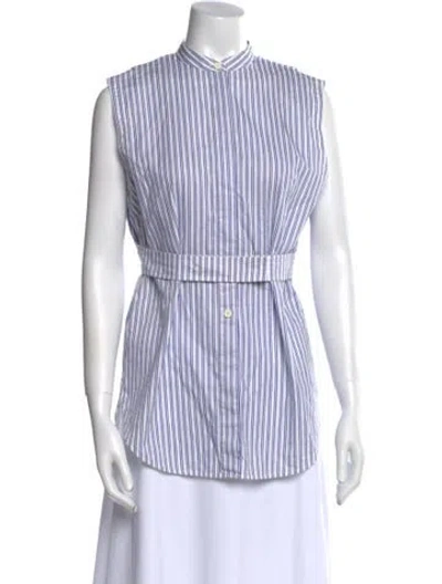 Pre-owned Helmut Lang Striped Mock Neck Button-up Top In Multi