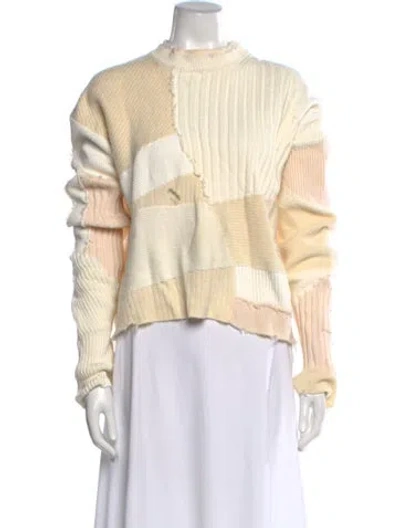 Pre-owned Helmut Lang Striped Mock Neck Sweater In Neutral
