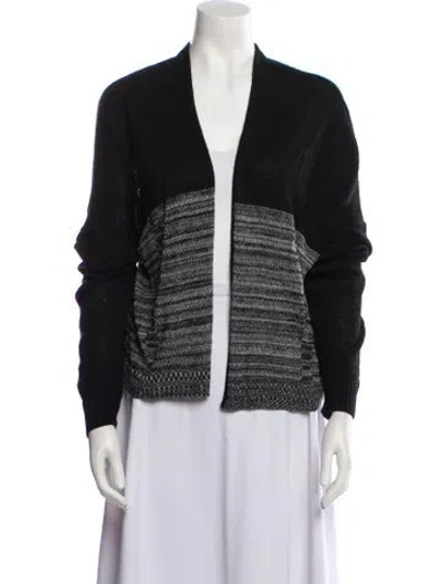 Pre-owned Helmut Lang Striped Open Front Sweater In Black