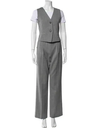 Pre-owned Helmut Lang Striped Pleated Accents Pant Set In Gray