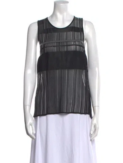 Pre-owned Helmut Lang Striped Scoop Neck Top In Black