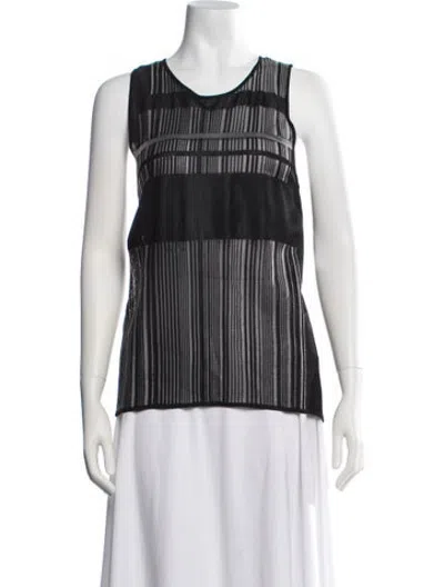 Pre-owned Helmut Lang Striped Scoop Neck Top In Black