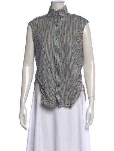 Pre-owned Helmut Lang Striped Sleeveless Button-up Top In Black