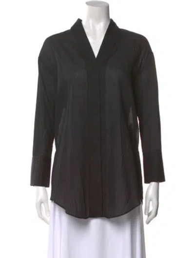 Pre-owned Helmut Lang Striped V-neck Blouse In Black