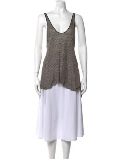 Pre-owned Helmut Lang Striped V-neck Top In Neutrals
