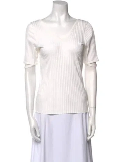 Pre-owned Helmut Lang Striped V-neck Top In White