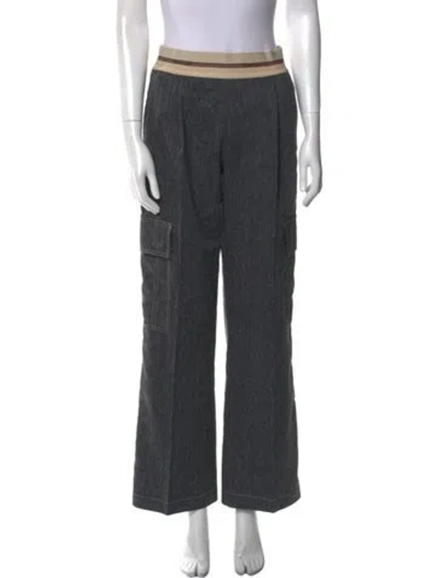 Pre-owned Helmut Lang Striped Wide Leg Pants In Blue