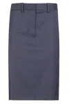 Helmut Lang Structured Navy Sheath Skirt