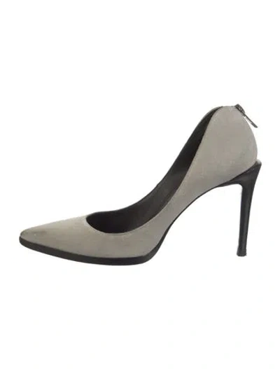Pre-owned Helmut Lang Suede D'orsay Pumps In Gray