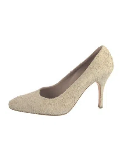 Pre-owned Helmut Lang Suede Patterned Pumps In White