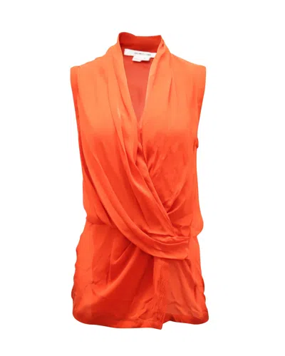 Pre-owned Helmut Lang Surplice Blouse In Orange Silk In Red