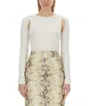 Helmut Lang Cut-out Fine-knit Jumper In White