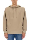 Helmut Lang Embroidered Logo Hooded Sweatshirt In Neutral