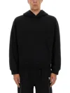 Helmut Lang Embossed Logo Hooded Sweatshirt In Black