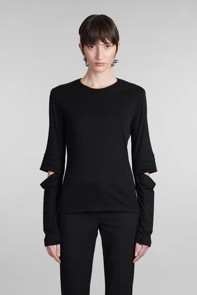 Helmut Lang T-shirt In Black Wool And Polyester