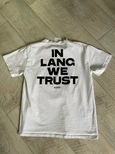 Pre-owned Helmut Lang T-shirt Size M Print Logo 2018 Tee White Black