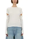 Helmut Lang "slashed Shrunken" T-shirt In White
