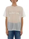 Helmut Lang Sheer White T-shirt With Bold Logo In White