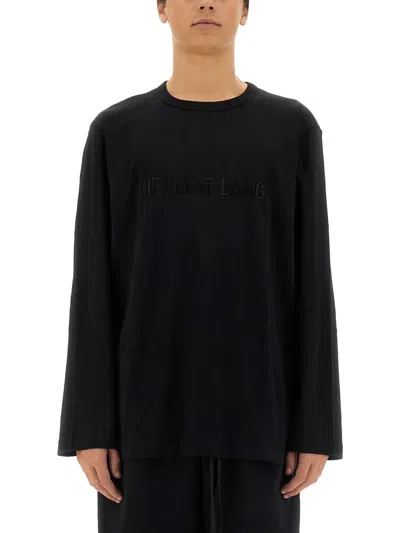 Helmut Lang Long-sleeve Black T-shirt With Tonal Branding
