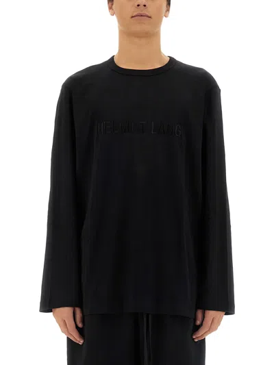 Helmut Lang Long-sleeve Black T-shirt With Tonal Branding