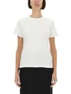 Helmut Lang Slim Fit White T-shirt With Subtle Logo Embellishment In White