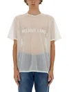 Helmut Lang Sheer White T-shirt With Bold Logo In White