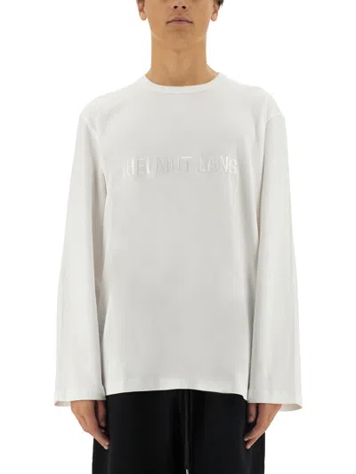Helmut Lang Logo-embroidered Long-sleeved T-shirt In White