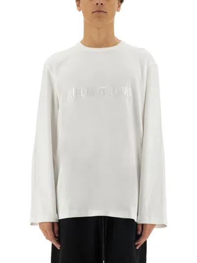 Helmut Lang Men's Logo Longsleeve T Shirt White In Neutral