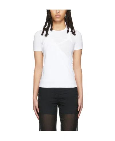 Helmut Lang T-shirt With Round Neck And Knot In White