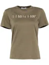Helmut Lang Womens Olive Brand-embroidery Round-neck Cotton-jersey T-shirt In Green