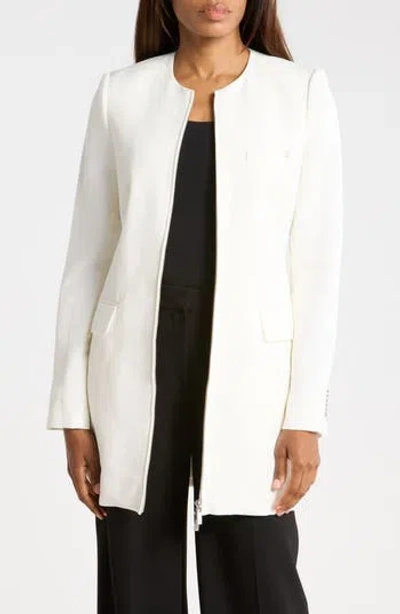 Helmut Lang Tailored Long Sleeve Zip Front Blazer Minidress In White