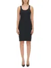 Helmut Lang Ribbed Texture Scoop Neckline Slim Fit In Black