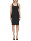 Helmut Lang Ribbed Texture Scoop Neckline Slim Fit In Black