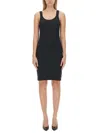 Helmut Lang Ribbed Texture Scoop Neckline Slim Fit In Black