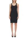 Helmut Lang Ribbed Texture Scoop Neckline Slim Fit In Black
