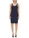 Helmut Lang Sleeveless Ribbed Tank Dress In Blue
