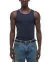 Helmut Lang Men's Black Soft Cotton Rib Tank Top In Navy