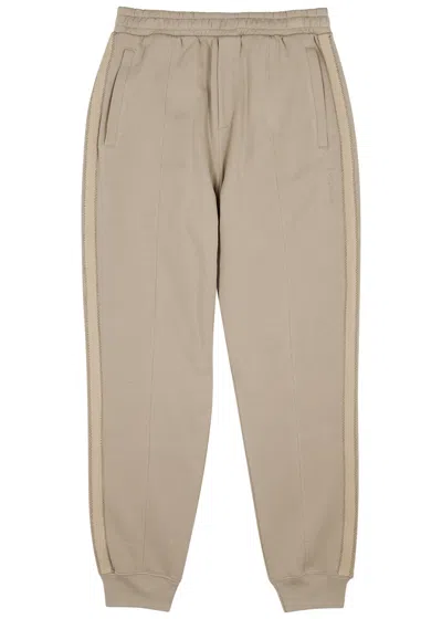 Helmut Lang Taped Cotton Sweatpants In Beige