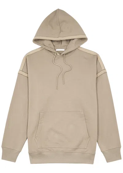 Helmut Lang Taped Hooded Cotton Sweatshirt In Neutral