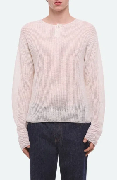 Helmut Lang Texture Henley Sweater In White
