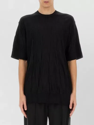 Helmut Lang Textured Crew Neck Short Sleeve Shirt In Black