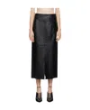 Helmut Lang Black Embossed Leather Midi Skirt In Black