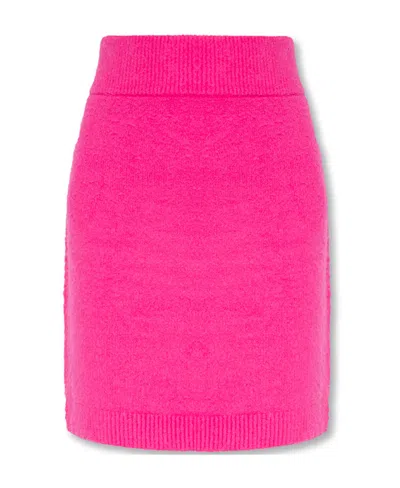 Helmut Lang Textured Knit Pencil Skirt In Pink