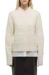 Helmut Lang Textured Merino Wool Blend Sweater In White